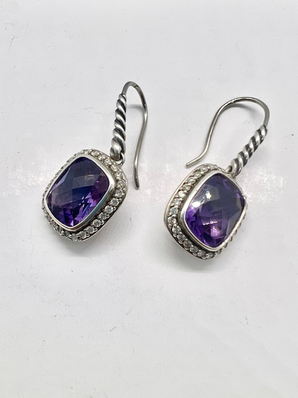 David Yurman Noblesse Drop Earrings with Amethyst and Diamonds